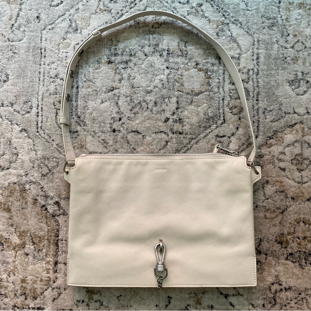 All Saints Leather Shoulder Bag (white)